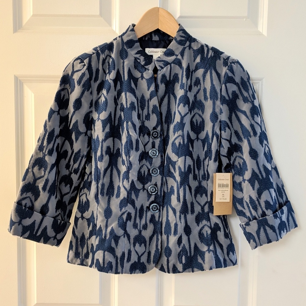 NWT Coldwater Creek embroidered 3/4 sleeve jacket
